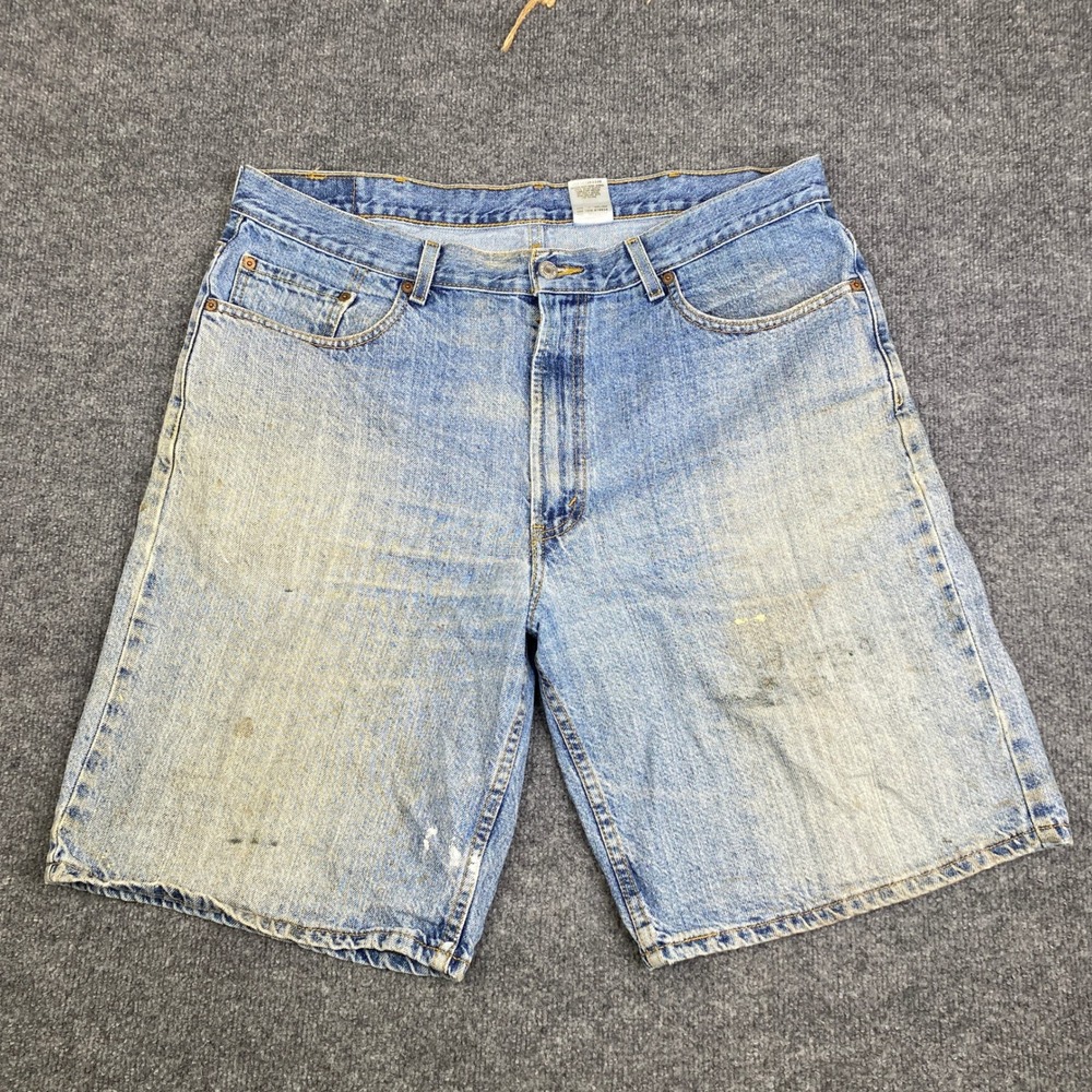 Levis 550 Mens Relaxed Fit Denim Shorts W38 Light Wash Distressed Blue Jorts